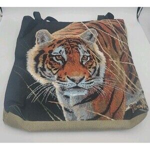 Bengal Tiger Scene Weaver Tote Bag Designer By AL Agnew Exc Cond Made In The USA